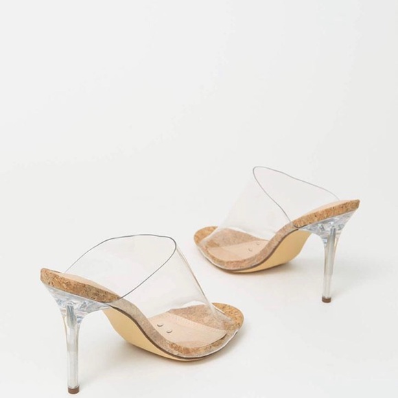 Clear Open Toe Mules - Cork - Picture 4 of 4